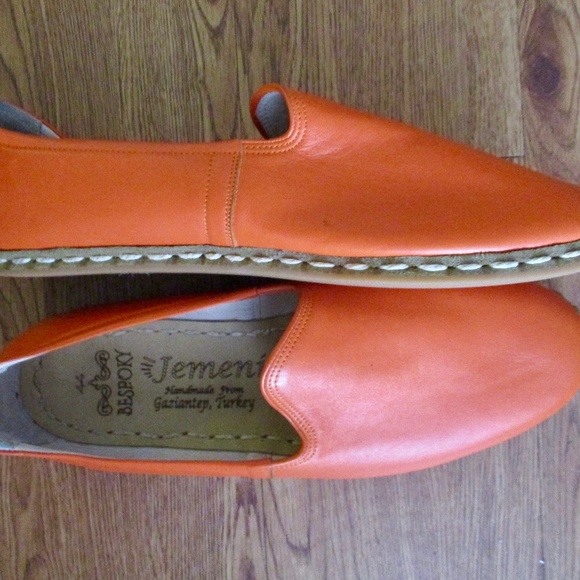 Men's Orange Turkish Leather Sanah Slip On SZ 44 - Picture 3 of 4